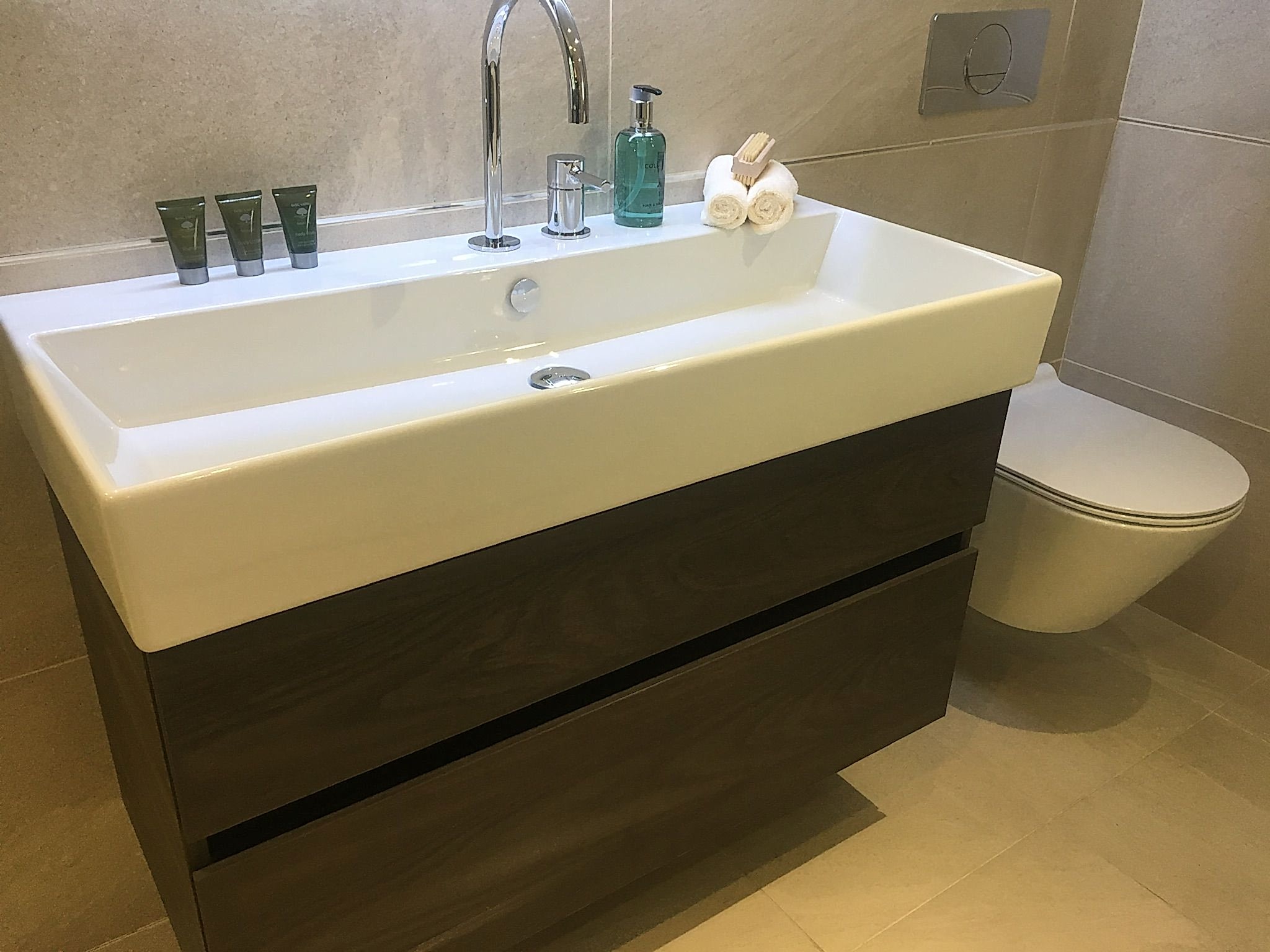 Close-up of a modern sink fitted by AD Plumbing, Heating, and Electrical.